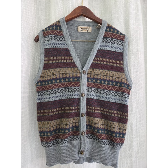 Heming Way Point Sweaters - Vintage Heming Way Point Wool  Cardigan Vest Women's Large Fair Isle